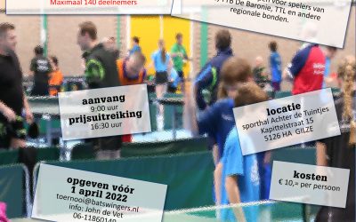 52e Batswingers Teamtoernooi voor jeugd en senioren op ZONDAG 24 APRIL 2022