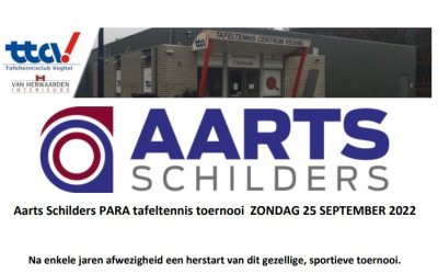 Aarts Schilders PARA tafeltennis toernooi ZONDAG 25 SEPTEMBER 2022