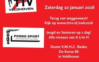 TTV Veldhoven organiseert De ZuidWest-regio-kampioenschappen