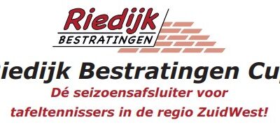 Inschrijving Riedijk Bestratingen Cup bij Tafeltennisvereniging Arnemuiden geopend